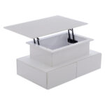 Modern White High-Gloss Coffee Table with LED Lighting and 4 Drawers - Stylish 90x55x41 cm Side Table - Image 69