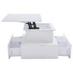 Modern White High-Gloss Coffee Table with LED Lighting and 4 Drawers - Stylish 90x55x41 cm Side Table - Image 7