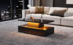 Two-Tier Living Room Coffee Table with 16-Color LED Light, High-Gloss Living Room Table, Sofa Table - Image 10