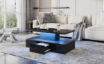 Two-Tier Living Room Coffee Table with 16-Color LED Light, High-Gloss Living Room Table, Sofa Table - Image 13