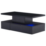 Two-Tier Living Room Coffee Table with 16-Color LED Light, High-Gloss Living Room Table, Sofa Table - Image 18