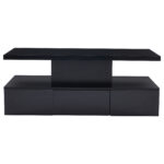 Two-Tier Living Room Coffee Table with 16-Color LED Light, High-Gloss Living Room Table, Sofa Table - Image 24