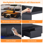 Two-Tier Living Room Coffee Table with 16-Color LED Light, High-Gloss Living Room Table, Sofa Table - Image 3