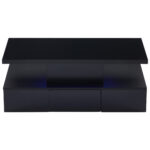 Two-Tier Living Room Coffee Table with 16-Color LED Light, High-Gloss Living Room Table, Sofa Table - Image 26