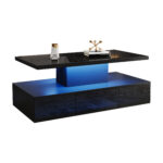 Two-Tier Living Room Coffee Table with 16-Color LED Light, High-Gloss Living Room Table, Sofa Table - Image 33