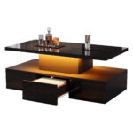 Two-Tier Living Room Coffee Table with 16-Color LED Light, High-Gloss Living Room Table, Sofa Table - Image 34
