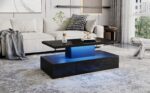 Two-Tier Living Room Coffee Table with 16-Color LED Light, High-Gloss Living Room Table, Sofa Table - Image 45
