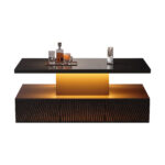 Two-Tier Living Room Coffee Table with 16-Color LED Light, High-Gloss Living Room Table, Sofa Table - Image 5