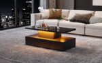 Two-Tier Living Room Coffee Table with 16-Color LED Light, High-Gloss Living Room Table, Sofa Table - Image 52