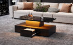 Two-Tier Living Room Coffee Table with 16-Color LED Light, High-Gloss Living Room Table, Sofa Table - Image 53