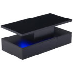 Two-Tier Living Room Coffee Table with 16-Color LED Light, High-Gloss Living Room Table, Sofa Table - Image 54