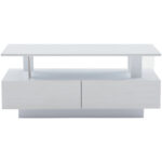 White LED Coffee Table with Storage Function, Acrylic LED Living Room Table, Side Table, Double-Layer Design - Image 11