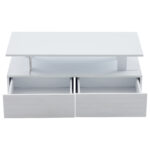 White LED Coffee Table with Storage Function, Acrylic LED Living Room Table, Side Table, Double-Layer Design - Image 12