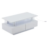 White LED Coffee Table with Storage Function, Acrylic LED Living Room Table, Side Table, Double-Layer Design - Image 20