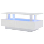 White LED Coffee Table with Storage Function, Acrylic LED Living Room Table, Side Table, Double-Layer Design - Image 21