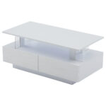 White LED Coffee Table with Storage Function, Acrylic LED Living Room Table, Side Table, Double-Layer Design - Image 25