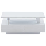 White LED Coffee Table with Storage Function, Acrylic LED Living Room Table, Side Table, Double-Layer Design - Image 26
