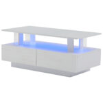 White LED Coffee Table with Storage Function, Acrylic LED Living Room Table, Side Table, Double-Layer Design - Image 35