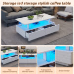 White LED Coffee Table with Storage Function, Acrylic LED Living Room Table, Side Table, Double-Layer Design - Image 41