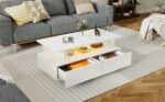 White LED Coffee Table with Storage Function, Acrylic LED Living Room Table, Side Table, Double-Layer Design - Image 50