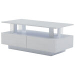White LED Coffee Table with Storage Function, Acrylic LED Living Room Table, Side Table, Double-Layer Design - Image 5