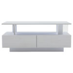 White LED Coffee Table with Storage Function, Acrylic LED Living Room Table, Side Table, Double-Layer Design - Image 67
