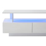 White LED Coffee Table with Storage Function, Acrylic LED Living Room Table, Side Table, Double-Layer Design - Image 70