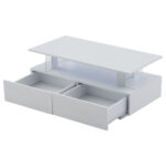 White LED Coffee Table with Storage Function, Acrylic LED Living Room Table, Side Table, Double-Layer Design - Image 74