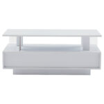 White LED Coffee Table with Storage Function, Acrylic LED Living Room Table, Side Table, Double-Layer Design - Image 75