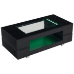Black LED Coffee Table with Bluetooth App Control, Double-Layer High-Gloss Hollow Design Table, Large Storage - Image 17