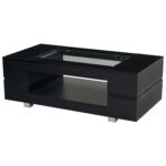 Black LED Coffee Table with Bluetooth App Control, Double-Layer High-Gloss Hollow Design Table, Large Storage - Image 19