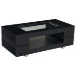 Black LED Coffee Table with Bluetooth App Control, Double-Layer High-Gloss Hollow Design Table, Large Storage - Image 20