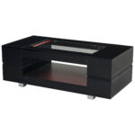Black LED Coffee Table with Bluetooth App Control, Double-Layer High-Gloss Hollow Design Table, Large Storage - Image 32