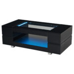 Black LED Coffee Table with Bluetooth App Control, Double-Layer High-Gloss Hollow Design Table, Large Storage - Image 33