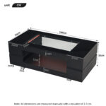 Black LED Coffee Table with Bluetooth App Control, Double-Layer High-Gloss Hollow Design Table, Large Storage - Image 35