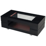 Black LED Coffee Table with Bluetooth App Control, Double-Layer High-Gloss Hollow Design Table, Large Storage - Image 37