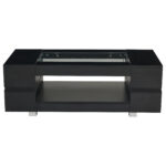 Black LED Coffee Table with Bluetooth App Control, Double-Layer High-Gloss Hollow Design Table, Large Storage - Image 52