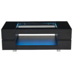 Black LED Coffee Table with Bluetooth App Control, Double-Layer High-Gloss Hollow Design Table, Large Storage - Image 55