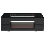 Black LED Coffee Table with Bluetooth App Control, Double-Layer High-Gloss Hollow Design Table, Large Storage - Image 59