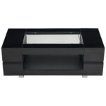 Black LED Coffee Table with Bluetooth App Control, Double-Layer High-Gloss Hollow Design Table, Large Storage - Image 60