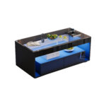 Modern Coffee Table with LED Light, rectangular sofa table with 2 Large Drawers, Spacious Living Room Table - Image 5