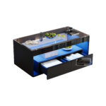 Modern Coffee Table with LED Light, rectangular sofa table with 2 Large Drawers, Spacious Living Room Table - Image 6