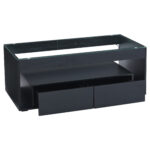 Modern Coffee Table with LED Light, rectangular sofa table with 2 Large Drawers, Spacious Living Room Table - Image 9