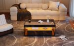 Modern Coffee Table with LED Light, rectangular sofa table with 2 Large Drawers, Spacious Living Room Table - Image 19