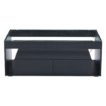 Modern Coffee Table with LED Light, rectangular sofa table with 2 Large Drawers, Spacious Living Room Table - Image 23