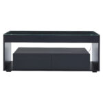 Modern Coffee Table with LED Light, rectangular sofa table with 2 Large Drawers, Spacious Living Room Table - Image 41