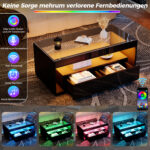 Modern Coffee Table with LED Light, rectangular sofa table with 2 Large Drawers, Spacious Living Room Table - Image 54