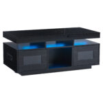 100×50×43cm Black High-Gloss Coffee Table, with App-Controllable LED Lights, Living Room Table - Image 9