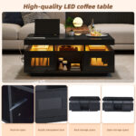 100×50×43cm Black High-Gloss Coffee Table, with App-Controllable LED Lights, Living Room Table - Image 14