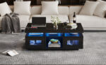 100×50×43cm Black High-Gloss Coffee Table, with App-Controllable LED Lights, Living Room Table - Image 2
